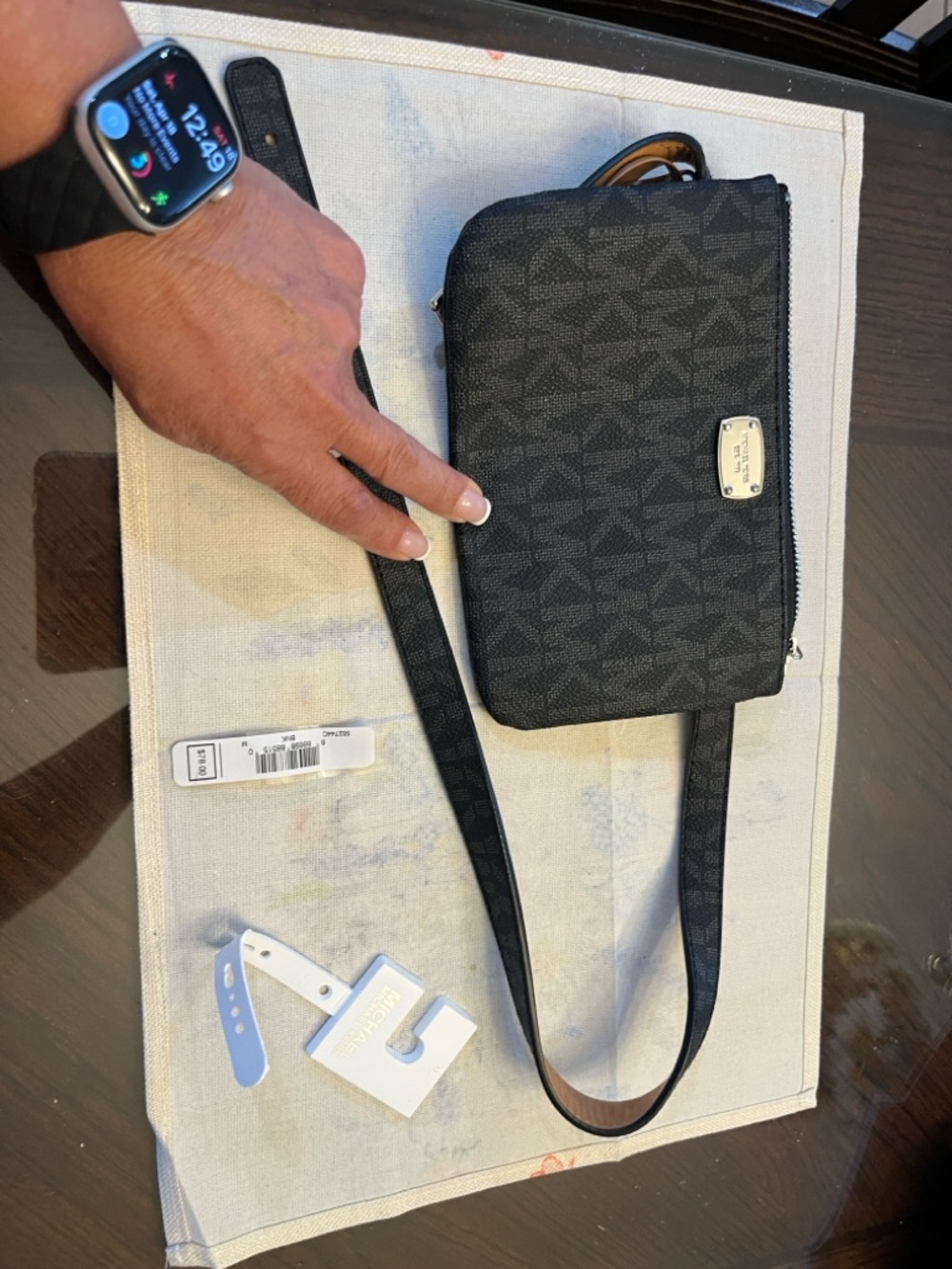 Michael Kors Black Logo Belt Bag with Silver Plaque